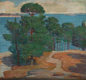 GERLE Aron 1860-1930,Pine trees by the sea,1917,Desa Unicum PL 2021-02-11