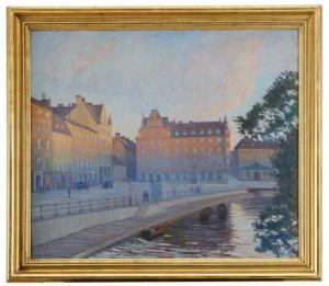 GERLE Aron 1860-1930,Sommarkväll - Munkbron,Uppsala Auction SE 2020-03-03