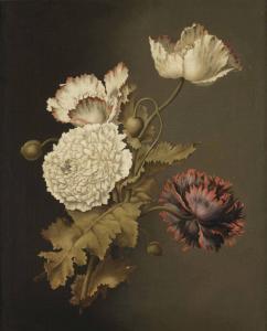 GERMAN SCHOOL,A king begonia, a cornflower and two carnations,Christie's GB 2011-12-13