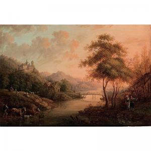 GERMAN SCHOOL,A RIVER LANDSCAPE WITH SHEPHERDS AND THEIR HERD, A,Sotheby's GB 2005-10-31