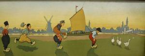 GERMAN SCHOOL,Dutch boys playing leapfrog,1900,Moore Allen & Innocent GB 2017-12-15