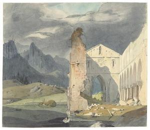 GERMAN SCHOOL,Ruins in the Mountains under a Stormy Sky,c.1830,Villa Grisebach DE 2016-06-01