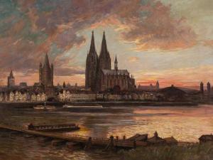 GERMAN SCHOOL,View on Cologne Cathedral in Twilight,Auctionata DE 2016-11-28