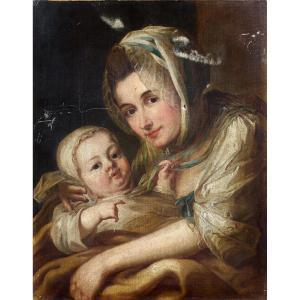 GERMAN SCHOOL,Young lady and her child,1780,Tajan FR 2017-10-27