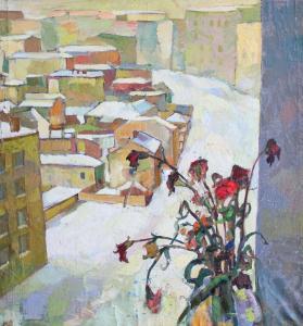 GERMANIS Juris 1941,Carnations on the windowsill,1970,Antonija LV 2023-08-06