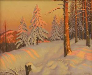 GERMASEV Michail Markianovic 1867-1930,A snowy hillside at sunset,Sworders GB 2022-09-27