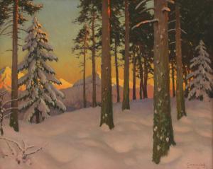 GERMASEV Michail Markianovic 1867-1930,Sunset through the trees,Sworders GB 2022-09-27