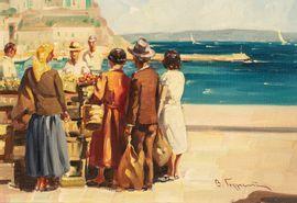 GERMENIS Vasilis 1896-1966,Étal sur le quai d'un port,Rossini FR 2021-07-07