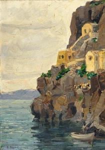 GERMENIS Vasilis 1896-1966,View of the old port of Fira inSantorini,1934,Bonhams GB 2008-11-11