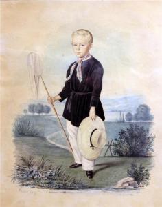 GERNLER Karl Heinrich 1811-1880,Junger Botaniker mit Schmetterlingsnetz vor ,1849,Reiner Dannenberg 2013-09-13