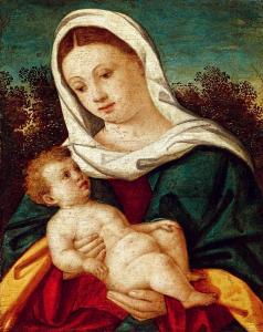 GEROLAMO DA SANTA CROCE di Francesco 1516-1584,Virgin Mary with the Child,Kieselbach HU 2015-12-21