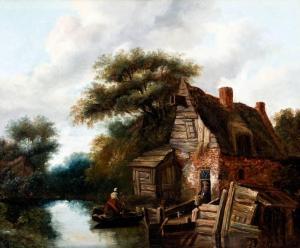 GERRITS DECKER Cornelis 1640-1709,Boerenpaar bij huisje aan de waterkant,1640,Venduehuis 2012-05-15