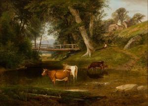 GERRY Samuel Lancaster 1813-1891,Cows Wading in a Stream,1857,Barridoff Auctions US 2024-04-13