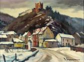 GERSON Roger 1913-1966,Winterliche Ansicht eines kleineren Ortes mit Burg,DAWO Auktionen 2012-02-14