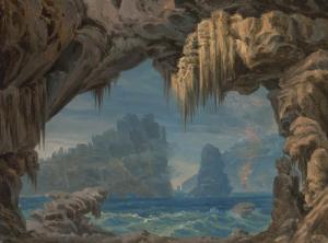 GERST Johann Karl Jakob 1792-1854,Grotte und Vulkaninseln: Bühnenentwurf für die O,Galerie Bassenge 2020-11-25