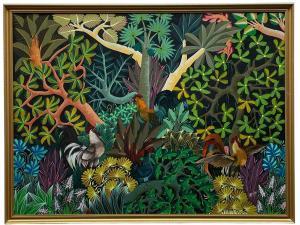 GESLIN Jacques 1945,jungle fowl in a tropical forest,Rogers Jones & Co GB 2023-01-13