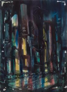 GESSERT Earl W 1918-1996,Rooftops, Skyscrapers, Abstract,Hindman US 2015-11-06