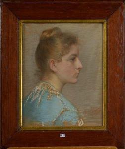 GEVERS Helene 1848-1932,Portrait d'une jeune fille de profil,1890,VanDerKindere BE 2018-02-27