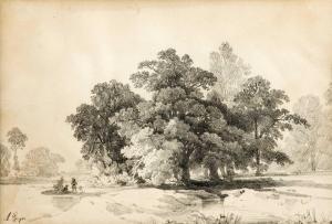 GEYER Alexius,Reiseskizze: Landschaft mit imposanter Baumgruppe,Historia Auctionata 2018-09-22