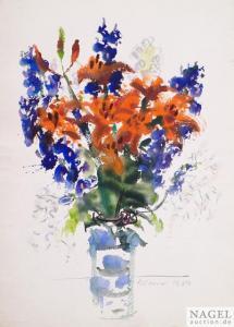 GEYER Hermann 1934,Blumen in einer Vase,1989,Nagel DE 2017-05-17