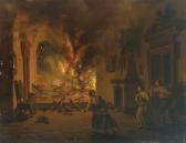 GEYER Johann 1807-1875,Blick in einen brennenden Schloßsaal, im Vordergru,Zeller DE 2008-04-10