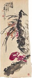 GEYI WANG 1897-1988,Orchid by the Cliff,1984,Sotheby's GB 2021-08-11
