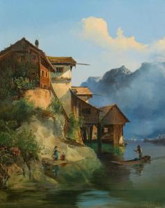 GEYLING Karl Michael 1814-1880,AT LAKE HALLSTATT,im Kinsky Auktionshaus AT 2022-12-06