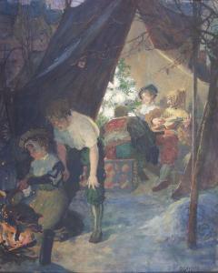 GEYLING Rudolf 1839-1904,Marketender feiern Weihnachten und braten ein Span,Zeller DE 2010-04-22