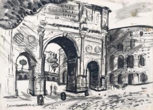 GHAZALLI MANSOR 1930-2009,Colosseum Arch Of Constantine, Rome,1963,Henry Butcher MY 2019-11-03