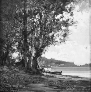 GHEDUZZI Cesare 1894-1944,Paesaggio lacustre con barca,Christie's GB 1999-05-25