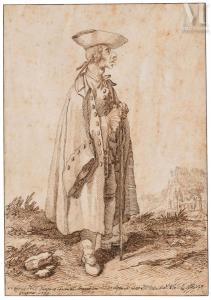 GHEZZI Pier Leone 1674-1755,Caricature d\’homme en pied au chapeau,1730,Millon & Associés 2024-03-21