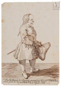 GHEZZI Pier Leone 1674-1755,Caricature d\’un noble tenant son chapeau,Millon & Associés 2024-03-21