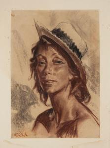 GHIGLIA Paulo 1905-1979,Ritratto donna con cappello,Casa d'Aste Arcadia IT 2024-02-16