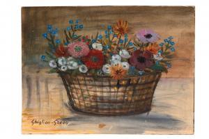 GHIGLION GREEN Maurice 1913-1989,Bouquet de fleurs dans un panier,Aguttes FR 2024-01-17