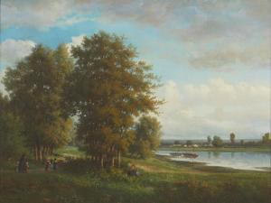 GHIRARDI Théodore 1816,Figures along a river bank,John Moran Auctioneers US 2022-09-20