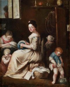 GHIRARDINI Stefano 1696-1756,A lacemaker surrounded by four children,Palais Dorotheum AT 2014-12-10