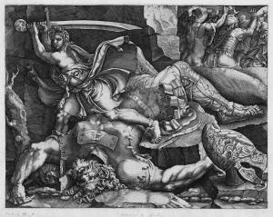 GHISI Giovanni Battista 1498-1563,David enthauptet Goliath,Galerie Bassenge DE 2020-06-03