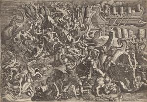 GHISI Giovanni Battista 1498-1563,The Trojans Repelling the Greeks,1538,Swann Galleries 2022-11-03