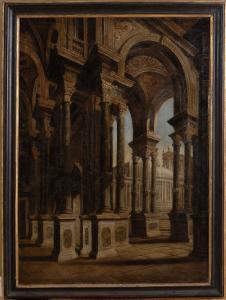 GHISOLFI Giovanni 1623-1683,ARCHITECTURAL PASTICHE,Stair Galleries US 2009-03-27