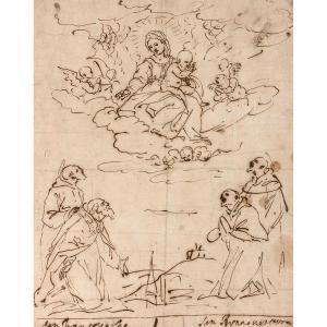 GHITTI Pompeo 1631-1703,Vierge à l'enfant apparaissant dans une nuée à qua,Tajan FR 2022-03-24