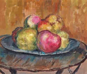 GIACOMETTI Giovanni 1868-1933,Äpfel auf Zinnplatte,1926,Beurret Bailly Widmer Auctions CH 2024-03-13