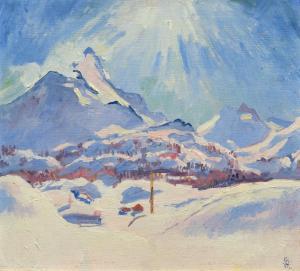 GIACOMETTI Giovanni 1868-1933,Winter in Maloja,1924,Galerie Koller CH 2023-12-01