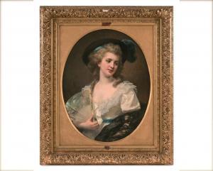 GIACOMOTTI Felix Henri,En 1783 ou Portrait de femme au chapeau et éventai,Fraysse 2022-09-22