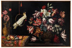 GIANLISI Antonio,Natura morta con vasi fioriti e pappagallo,Wannenes Art Auctions 2023-11-29