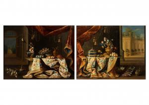 GIANLISI Antonio 1677-1727,Natura morta in un interno con tappeto, drappo, vi,Finarte IT 2023-05-30