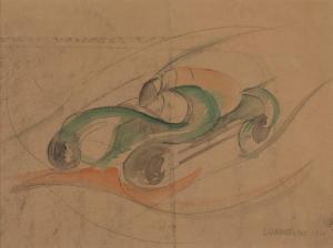GIANNATTASIO Ugo 1888-1958,Auto in corsa,1920,Galleria Pananti Casa d'Aste IT 2020-10-17