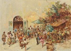 Giannetti,Continental Busy Continental Market Sc,20th century,Rowley Fine Art Auctioneers 2017-09-05