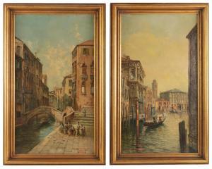 GIANNI Umberto 1800-1900,Pair of Venetian scenes,1906,Eldred's US 2019-06-13