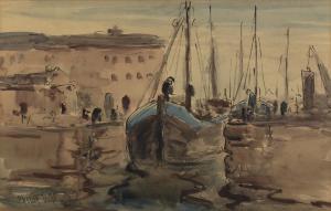 GIBB Harry Phelan 1870-1948,Fishing Boat at Harbour,1932,Adams IE 2023-12-06