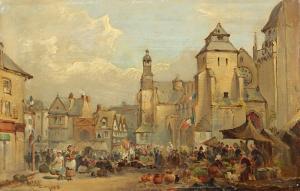 GIBB Robert II 1845-1932,Markttag in einer nordfranzösischen Kleinstadt,1883,Von Zengen 2021-03-26